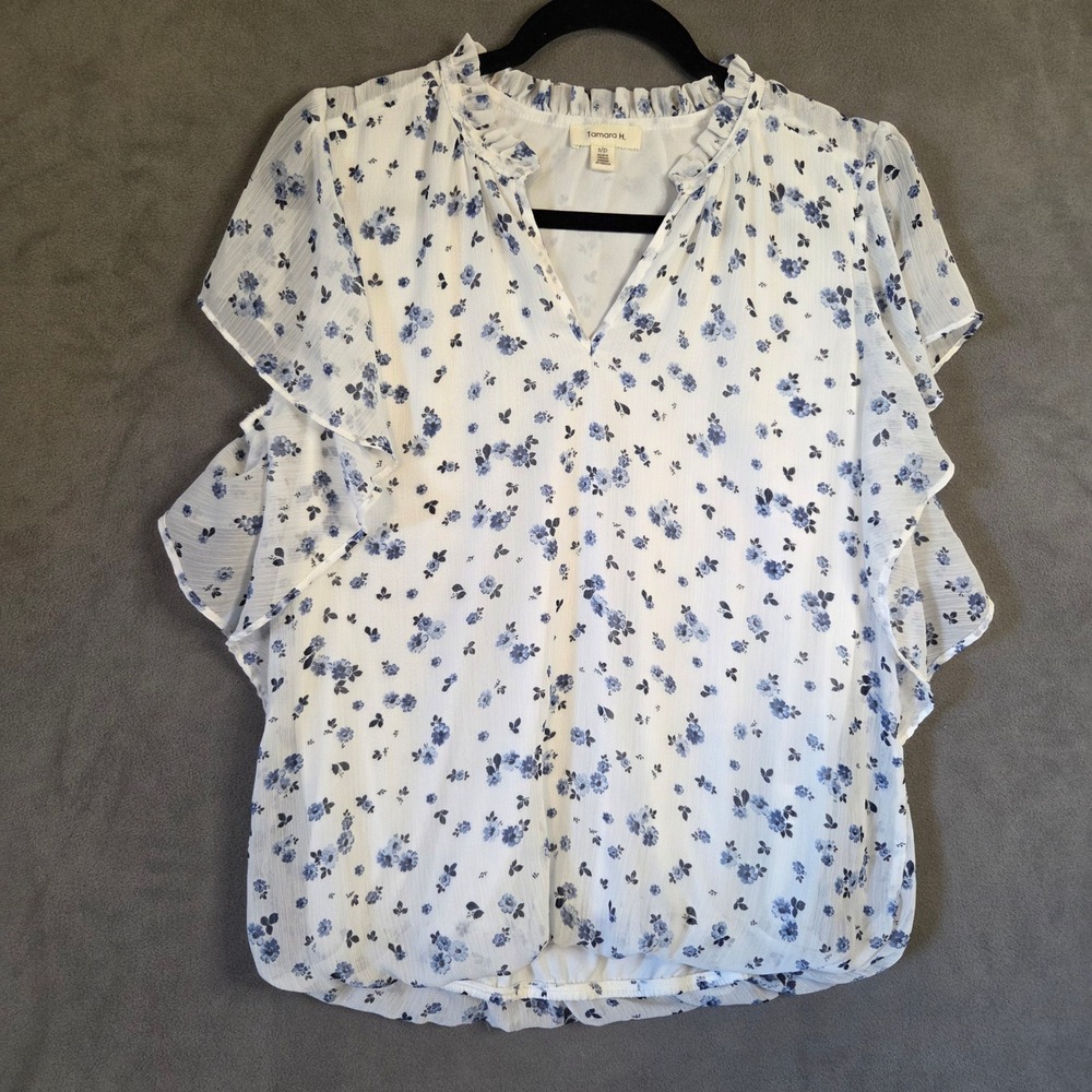 Tamara H. Floral Ruffle Top Women's Size Small Cottagecore Coquette Dainty